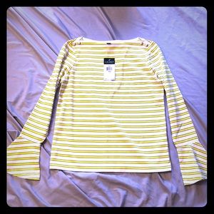 Ralph Lauren Yellow White Stripe Bell Sleeve Shirt